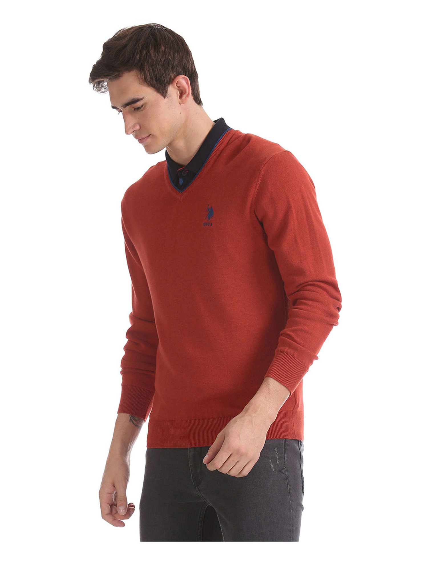 U.S. Polo Assn. Red Regular Fit Sweater