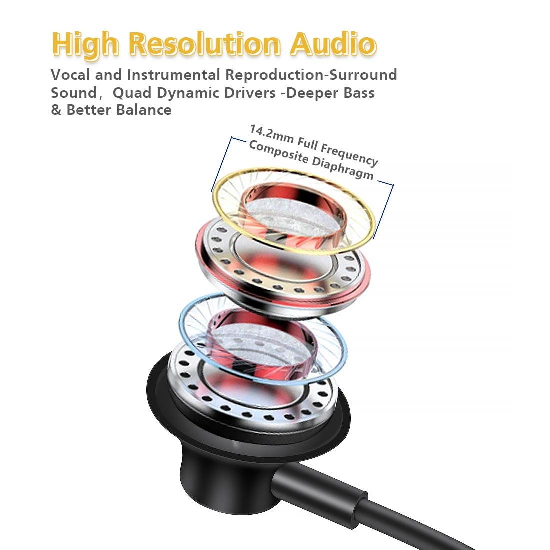 AGVEE Digital USB-C Earbuds, Type-C Headphones Active Noise Cancelling Earphones with Mic in-Ear Wired 32Bit 384Khz for Samsung S21 S20, Note 20 10, iPad Pro 2020 2018, Pixel 5 4 3 2, Red