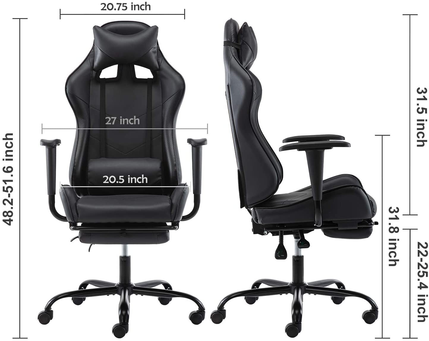 SMUGDESK Gaming Chair with Footrest Racing Style Recliner with Lumbar Support, Ergonomic Office Armchair for Computer PU Leather High Back Desk Chair Headrest Swivel Rocking Desk Chair, Blue