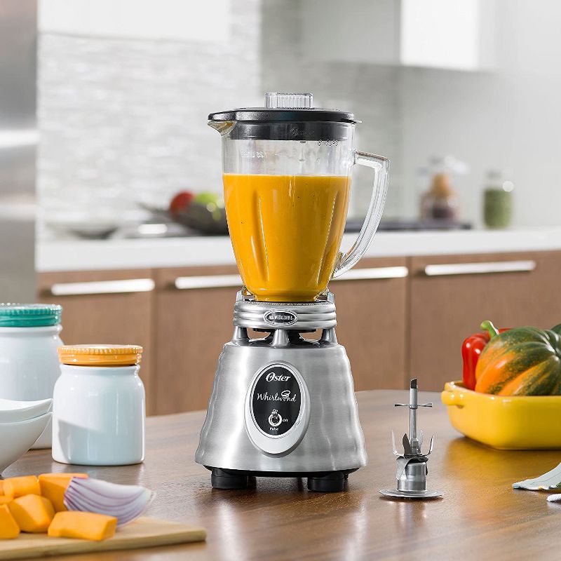 Oster Classic Series Stainless Steel Whirlwind 6 Cup Capacity Countertop Blender and 3 Cup Capacity S Blade Food Chopper Kitchen Appliance Set