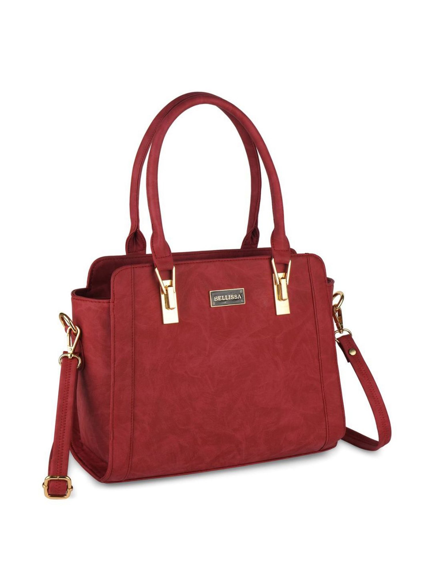 Bellissa Red Solid Medium Elegant Shoulder Handbag