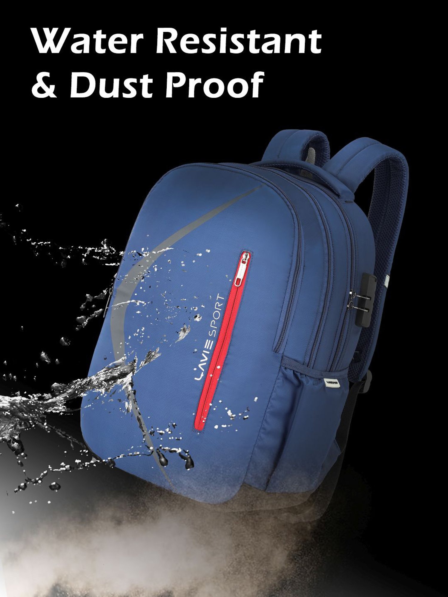 Lavie Sport Boomerang 36L Anti-theft Laptop Backpack For Men & Women (Navy)