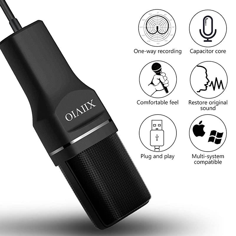 USB Microphone, Computer Microphone for PC Gaming Condenser Mic with Tripod Stand and Pop Filter for Recording Voice Over, Streaming Twitch,Podcasting,Compatible with Desktop Laptop Computer