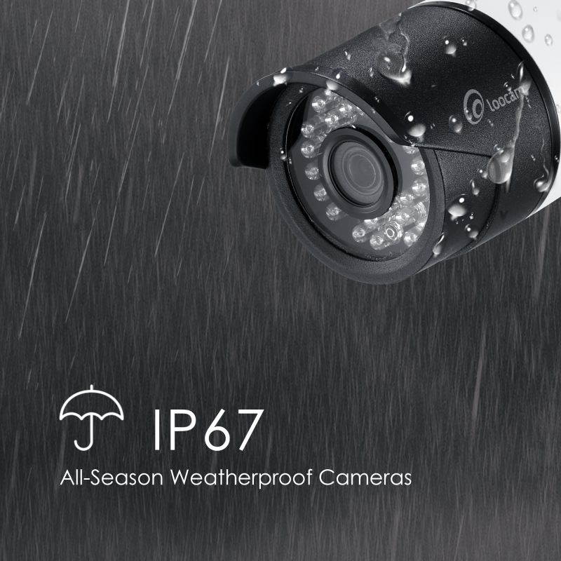 Loocam 8CH H.265+ Security Camera System with 1TB Hard Drive, 1080N Surveillance DVR and 4pcs 1080p 1920TVL Wired CCTV Cameras, IP67 Weatherproof for Indoor Outdoor Use, Motion Alert Remote Access