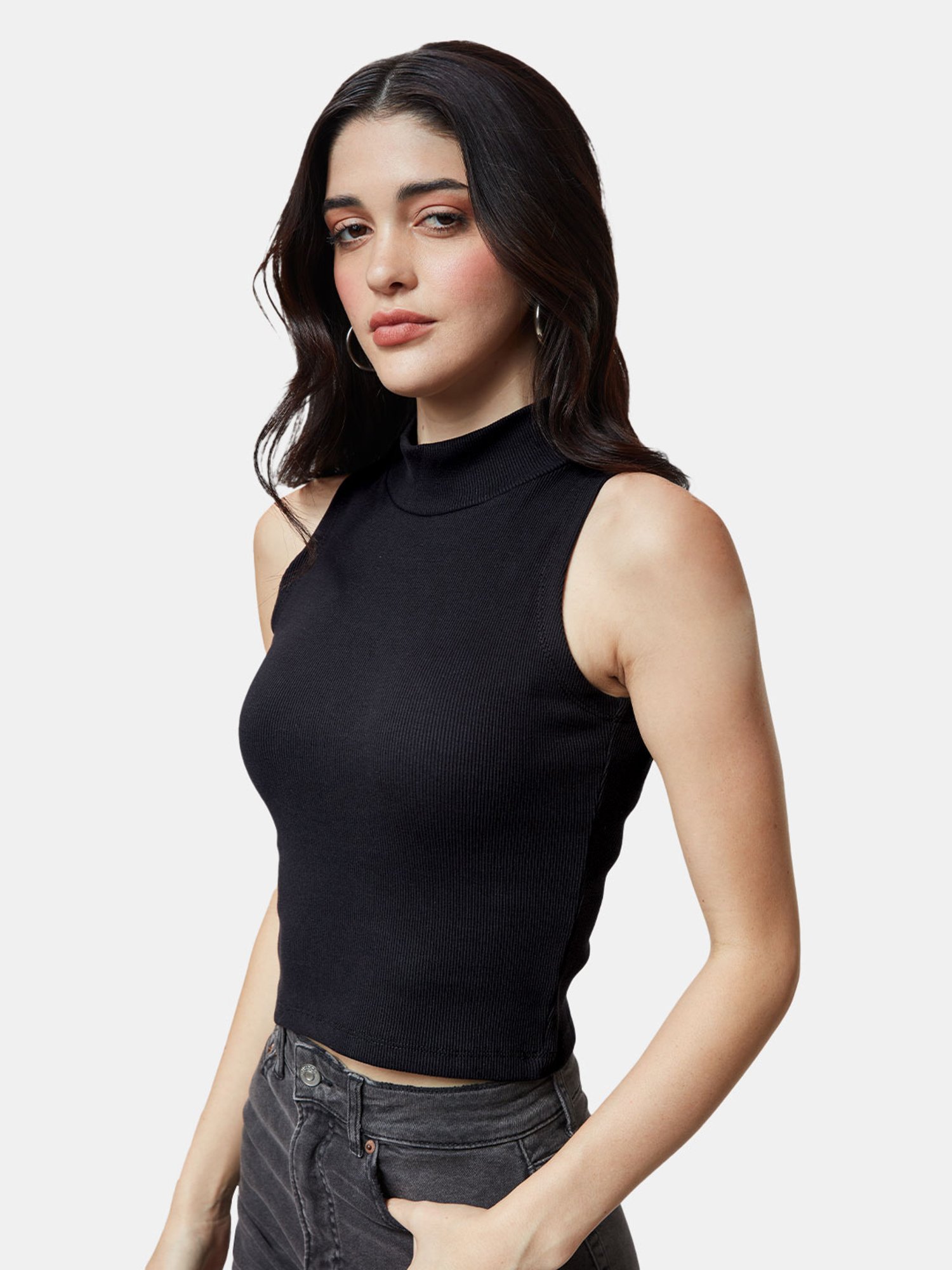 The Souled Store Black Crop Top