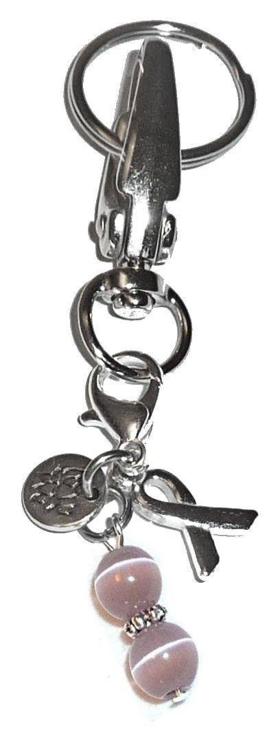 Cancer Awareness Charm Key Chain Ring, Women's Purse or Necklace Charm, Comes in a Gift Box! (Lavender ( Cancer survivors ))