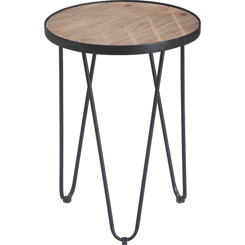 Farmhouse Side Table Metal Brown/Black- ClickDecor