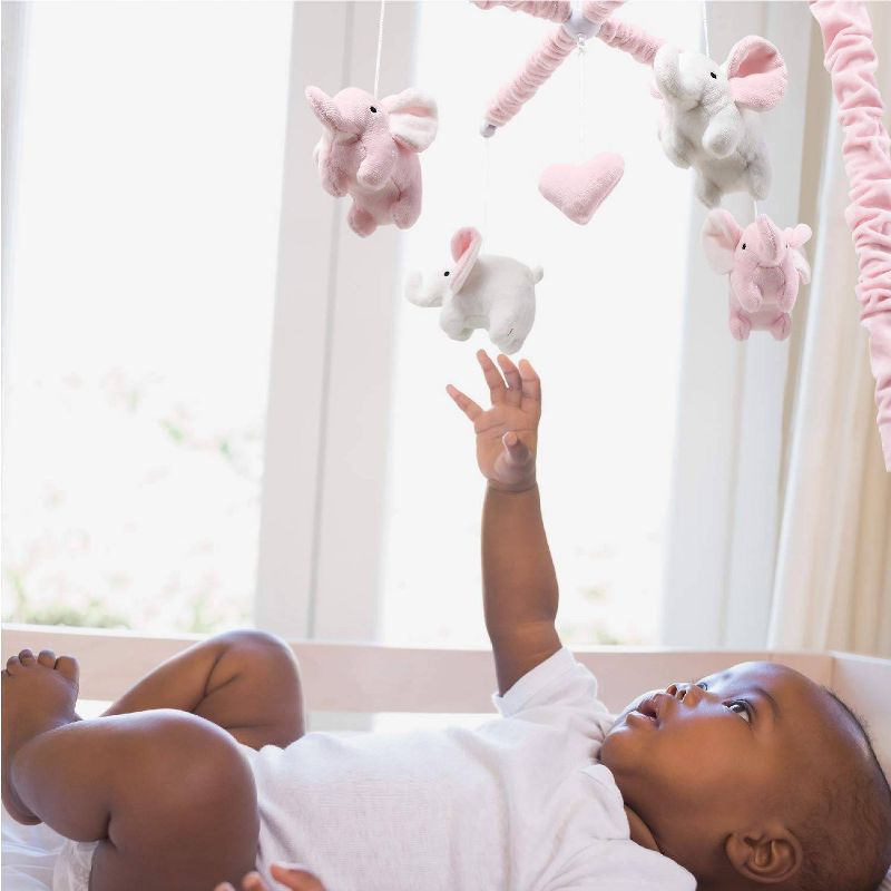 The Peanutshell Elephant Musical Mobile - Pink