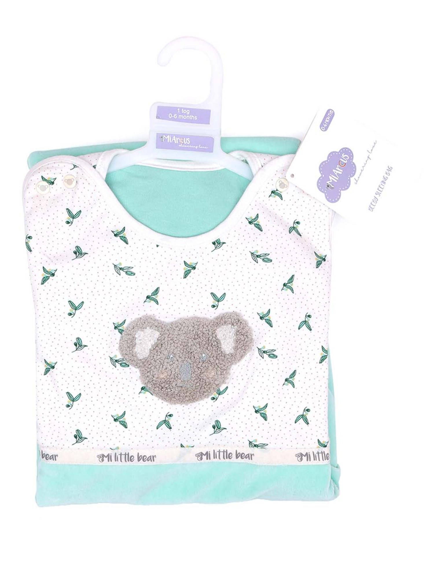 MiArcus Green & White Cotton 210 GSM Sleeping Bag (6-18 Month) - Set of 1