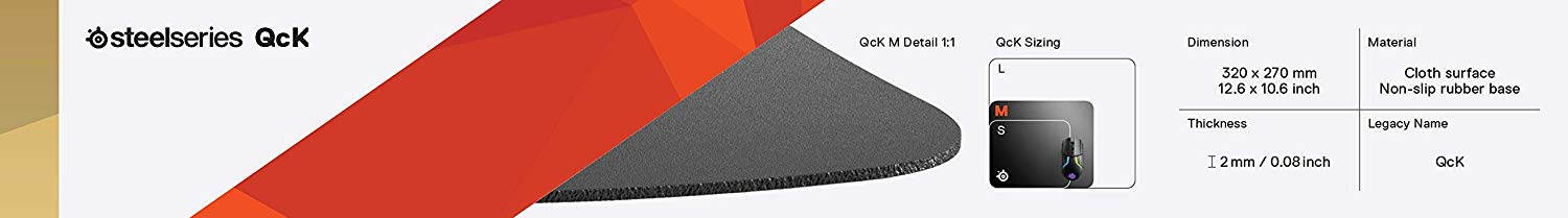 SteelSeries Qck Gaming Surface - Medium Thick Cloth - BEST Selling Mouse Pad of All Time - Peak Tracking and Stability - Maximum Control