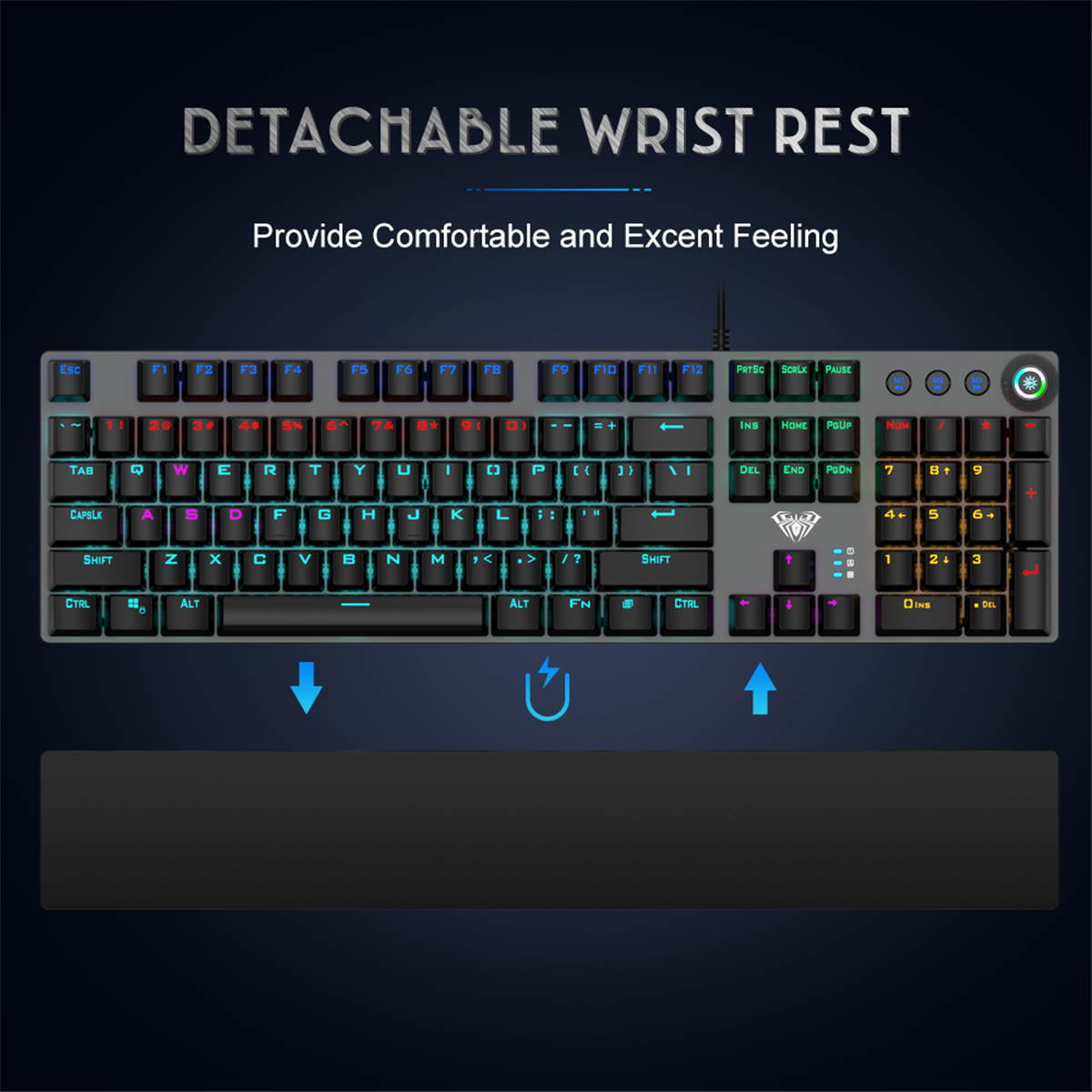AULA S2096 Gamer Keyboard Mechanical Gaming Keyboard Backlit LED Wired 104 Keys Anti-ghosting Brown Blue Switch for PC Computer