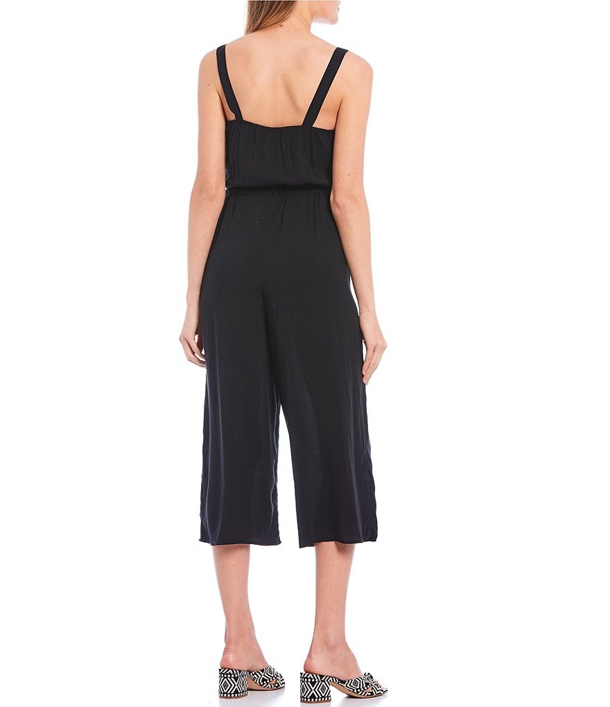 I.N. San Francisco Button Front Cropped Jumpsuit
