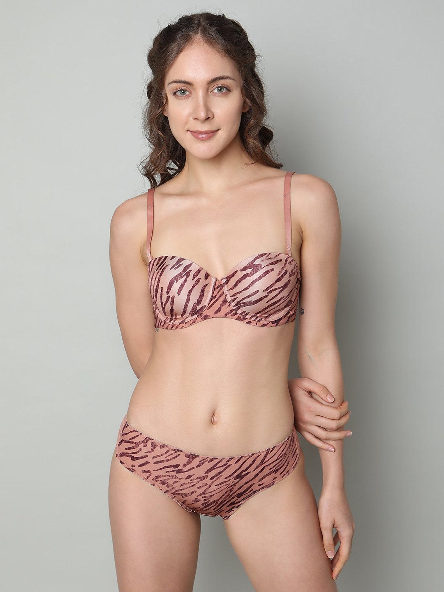 Vero Moda Intimates Brown Printed Half Coverage Bra