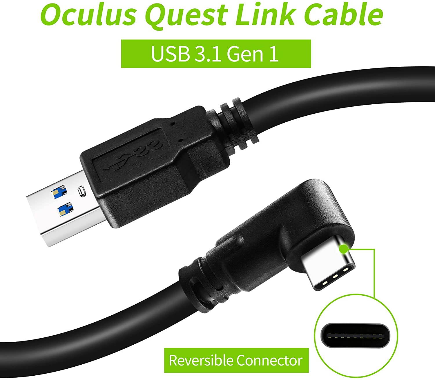 Link Cable Compatible for Oculus Quest 2, Fast Charging & PC Data Transfer USB C 3.2 Gen1 Cable for VR Headset and Gaming PC 10FT(3M)
