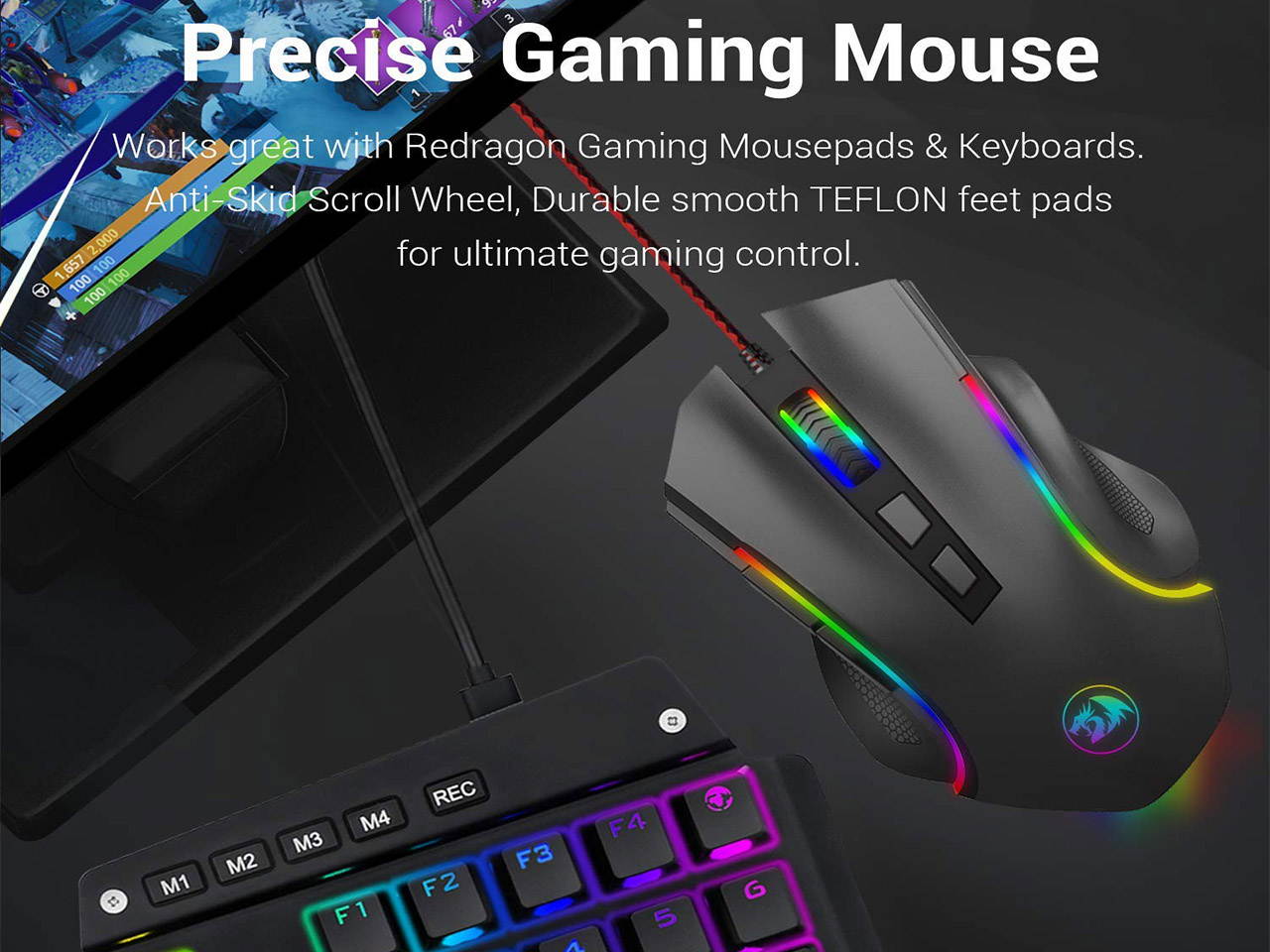 Updated Gaming Mouse with 7 Programmable Buttons, Chroma RGB Backlight Gaming mice, 6400 Adjustable DPI, Ergonomic USB Computer Mouse, High Precision Sensor for Windows PC & Laptop Gamers