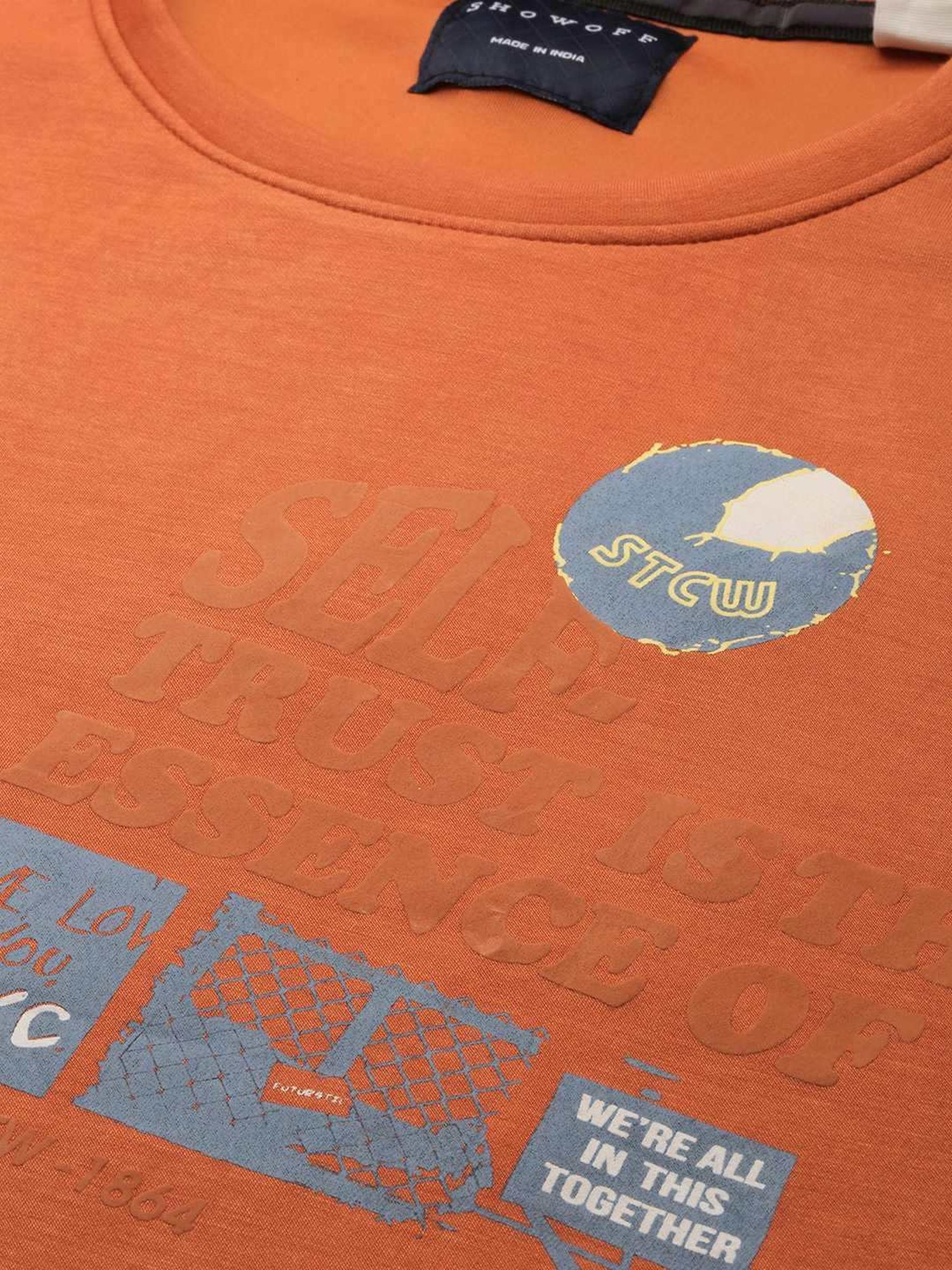 SHOWOFF Orange Slim Fit Printed Sweatshirt