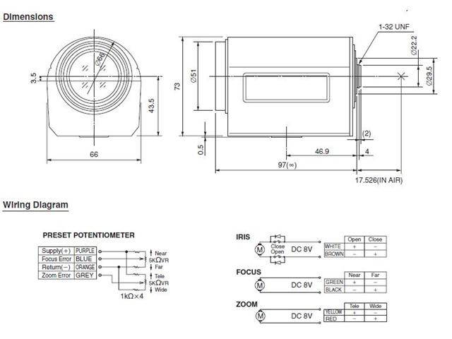 Computar Ganz High Quality CCTV Camera Lens H6Z0812MSP 1/2" 8-48mm f1.2 6X Motorized Zoom, 3 motors w/spot & preset (C Mount)