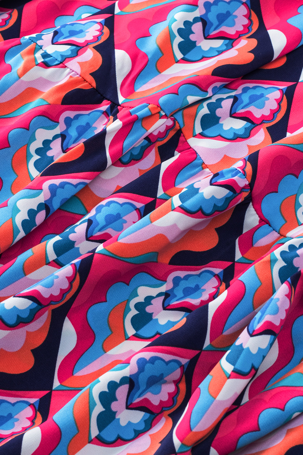 Multicolor Boho Floral Collared Long Sleeve Dress