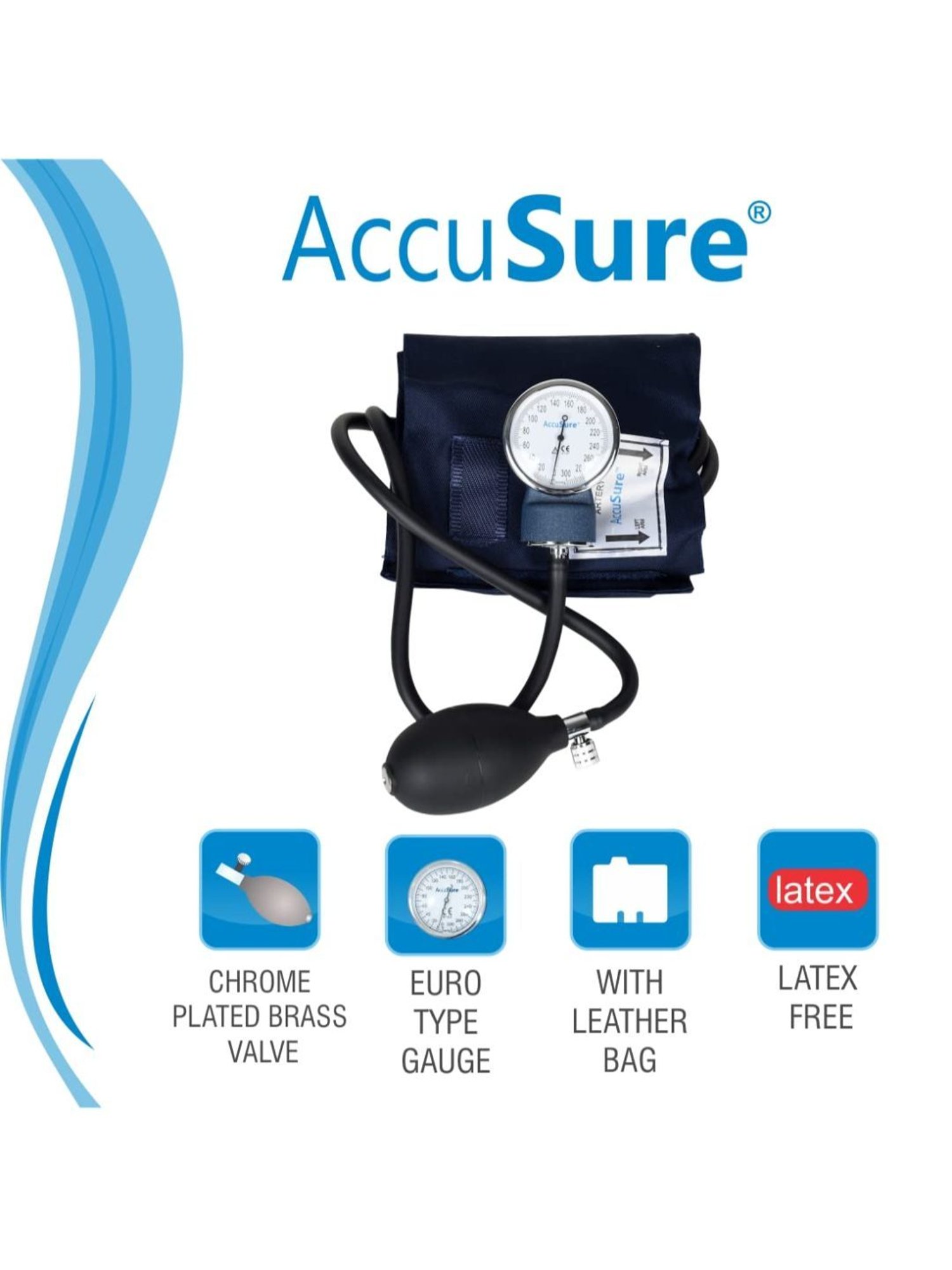 AccuSure Aneroid Sphygmomanometer with Stethoscope (Black)
