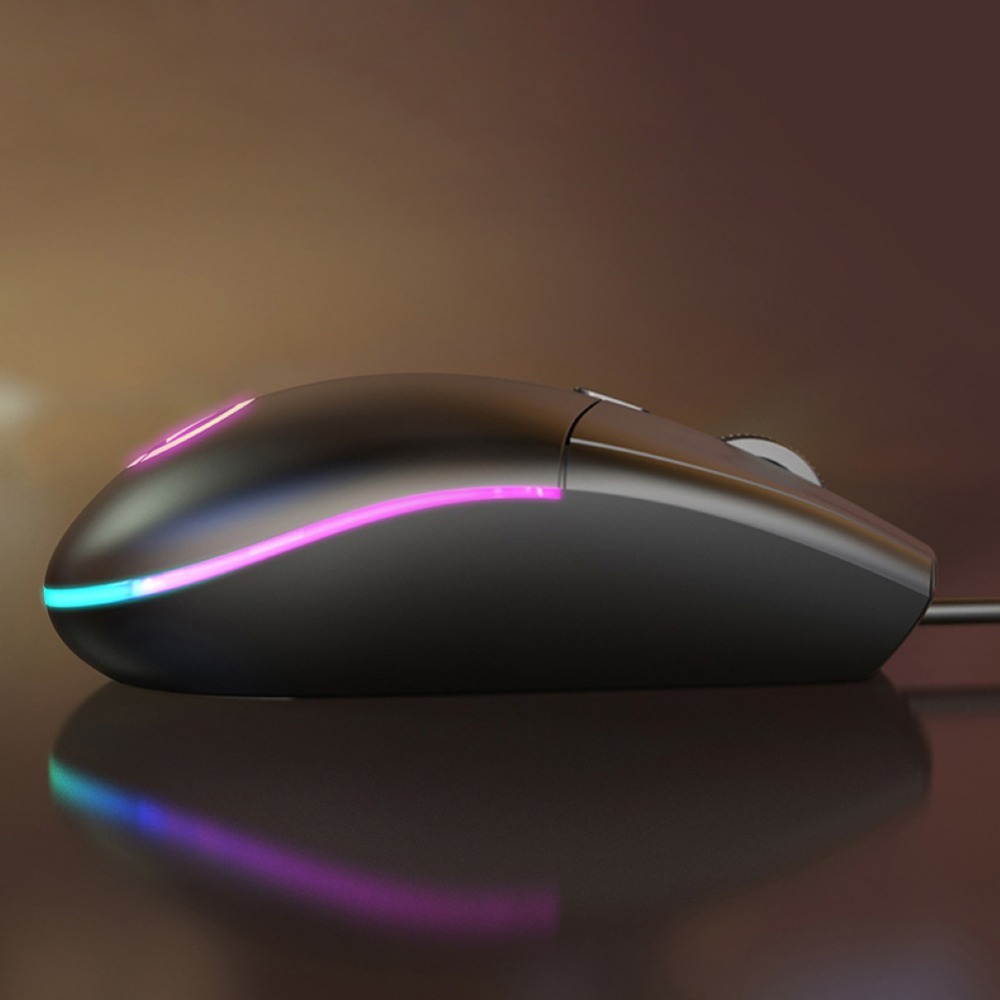 Gaming Mouse Wired, Gaming Mice, 4 Buttons, 1600DPI Adjustable, 7 Colors LED Backlight Light, Comfortable Grip Ergonomic Optical PC Computer Gaming Mice (Black)