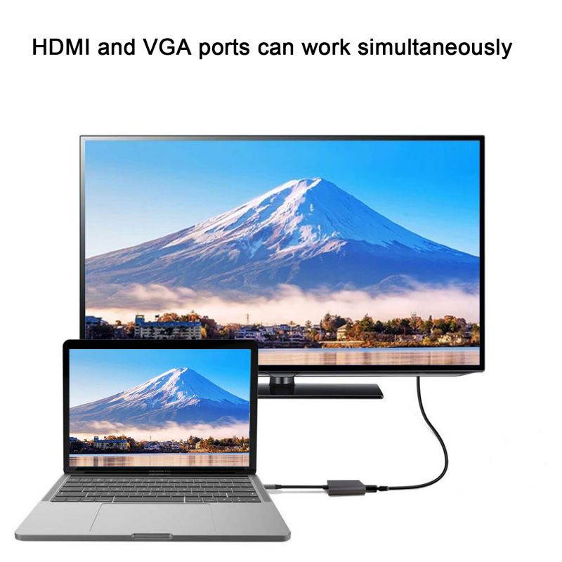 Mignova USB-C 3-in-1 Travel Hub, 4K HDMI, 1080P VGA, USB 3.0,Simple Plug and Play,Type C PD Adapter Converter