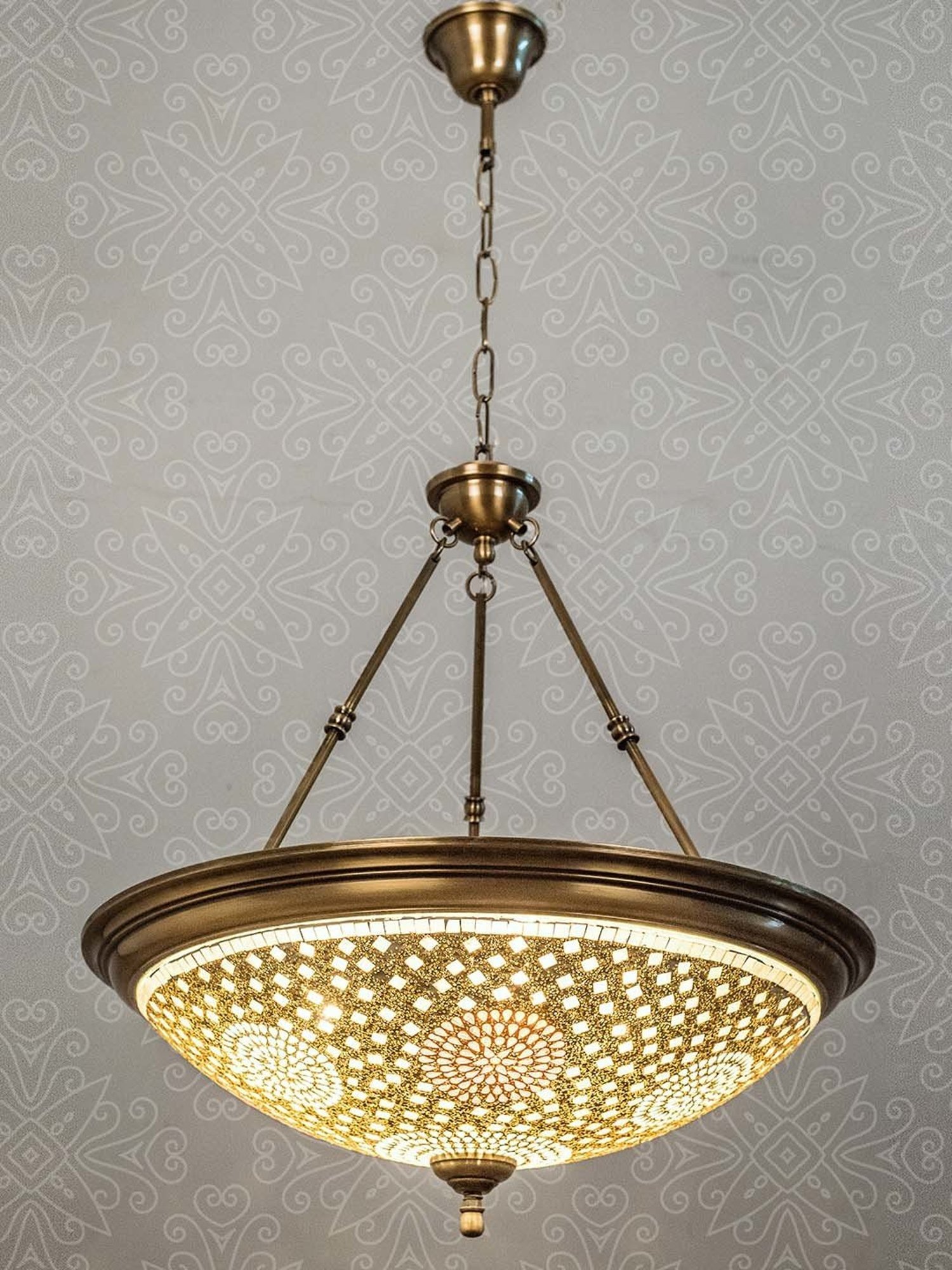 Fos Lighting 'Dish' Antique Gold & White Brass 5-In-1 Hanging Light