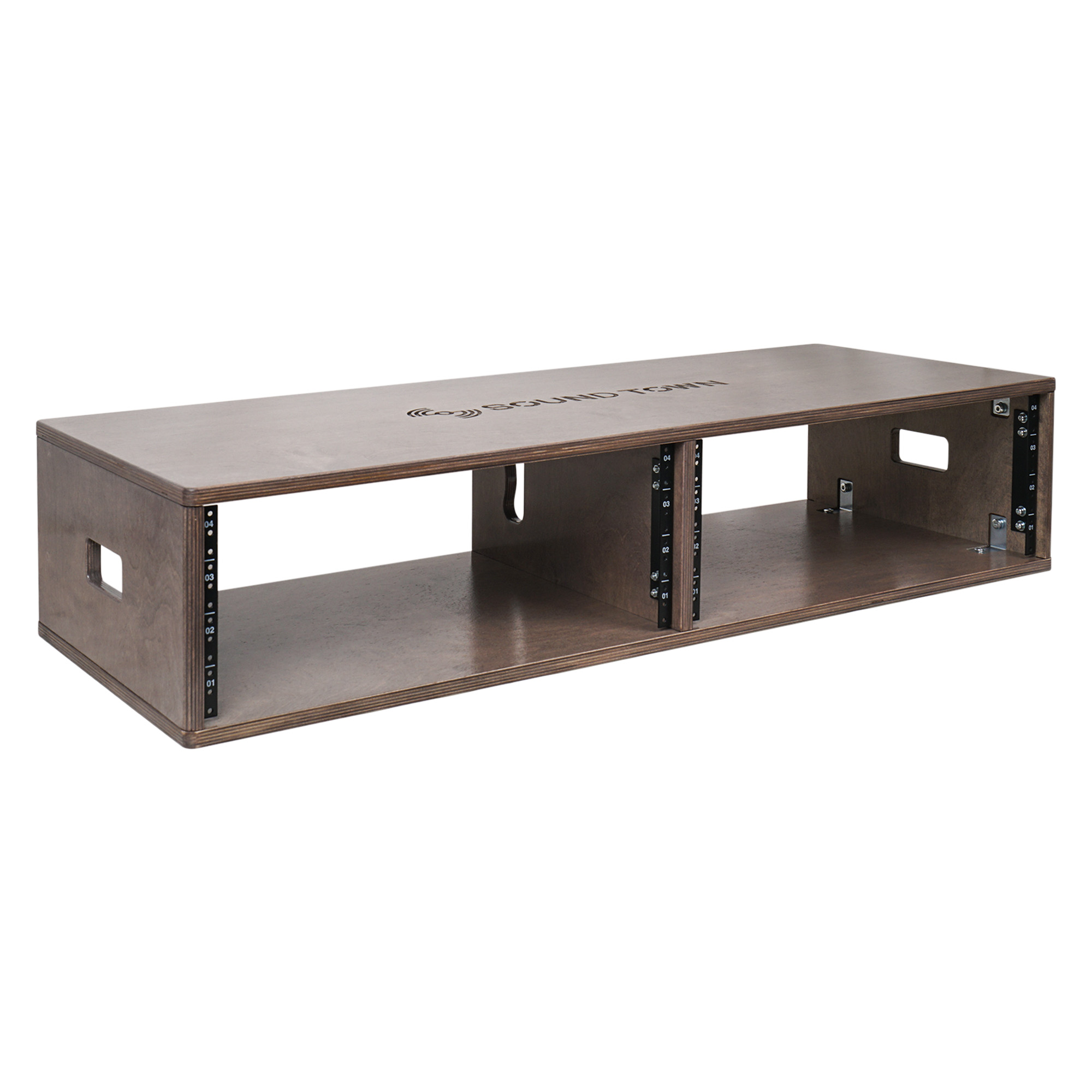Sound Town DIY 2 x 4U Studio Rack, Plywood, Weathered Gray For Recording Room, Home Studio (SDRK-D4B)