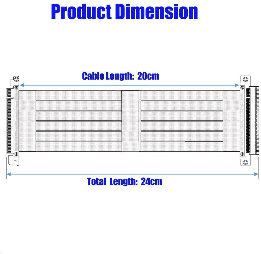 20cm/7.87inch PCIE Extension Cable PCI-E X16 128Gb High Speed Flexible Extension Cable PCI Express 3.0 16X Extension Cable pci e Riser PCIe 16X 180 Degree Cable