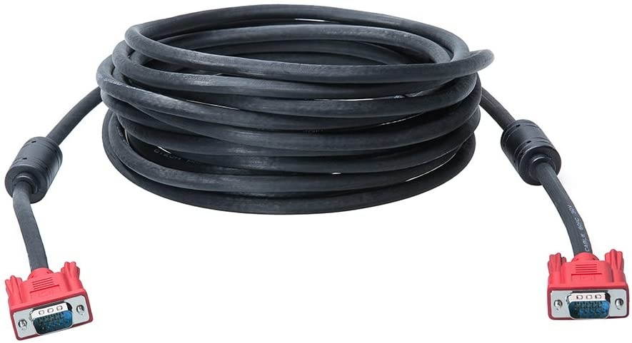 DTECH 25ft VGA Cable Male to Male Connector with Dual Ferrite Cores 15 Pin SVGA Cord for Computer Monitor Laptop Projector (25 Feet Black)