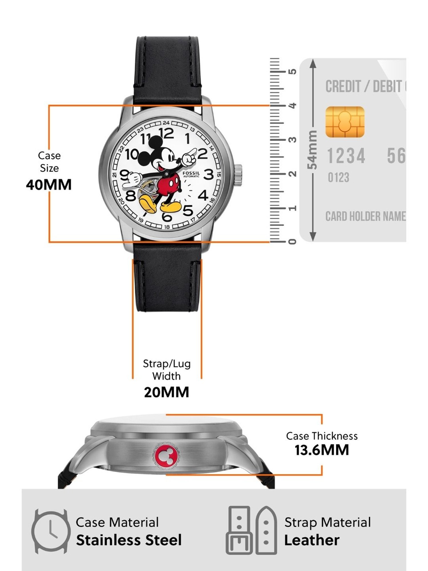 Fossil SE1111 Mickey Mouse Automatic Watch for Men