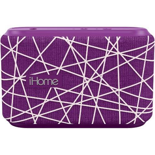iHome Slip and Water Resistant Fabric Rechargeable Bluetooth Speaker with Speakerphone (Purple/White)