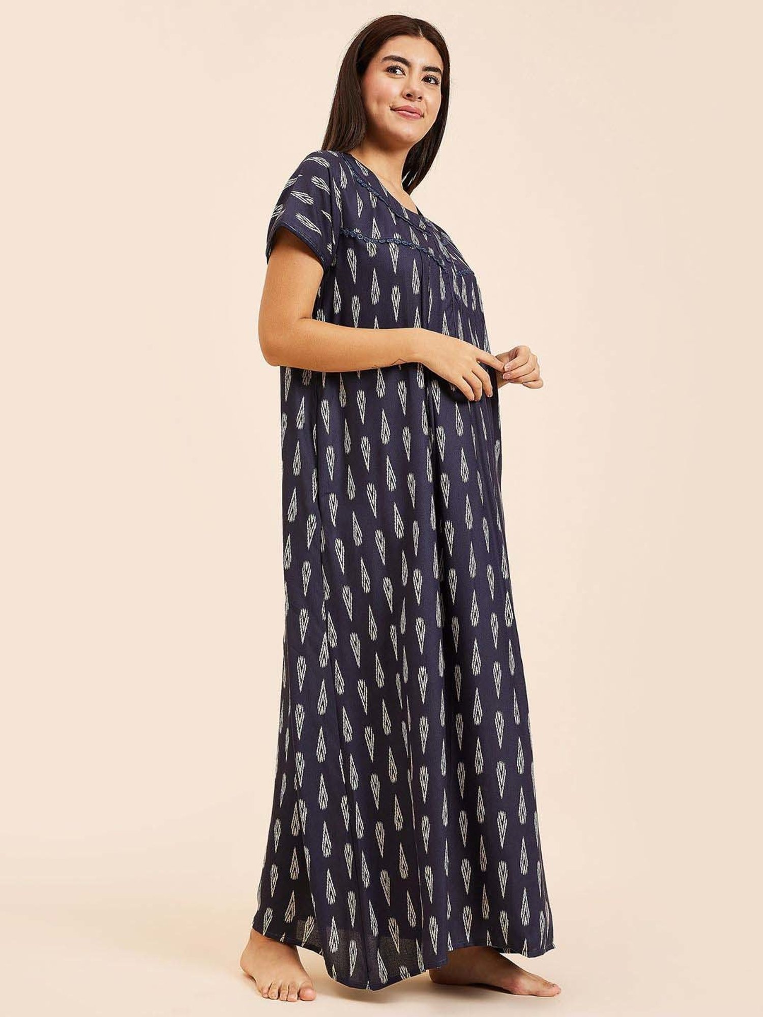 Sweet Dreams Navy Printed Night Gown
