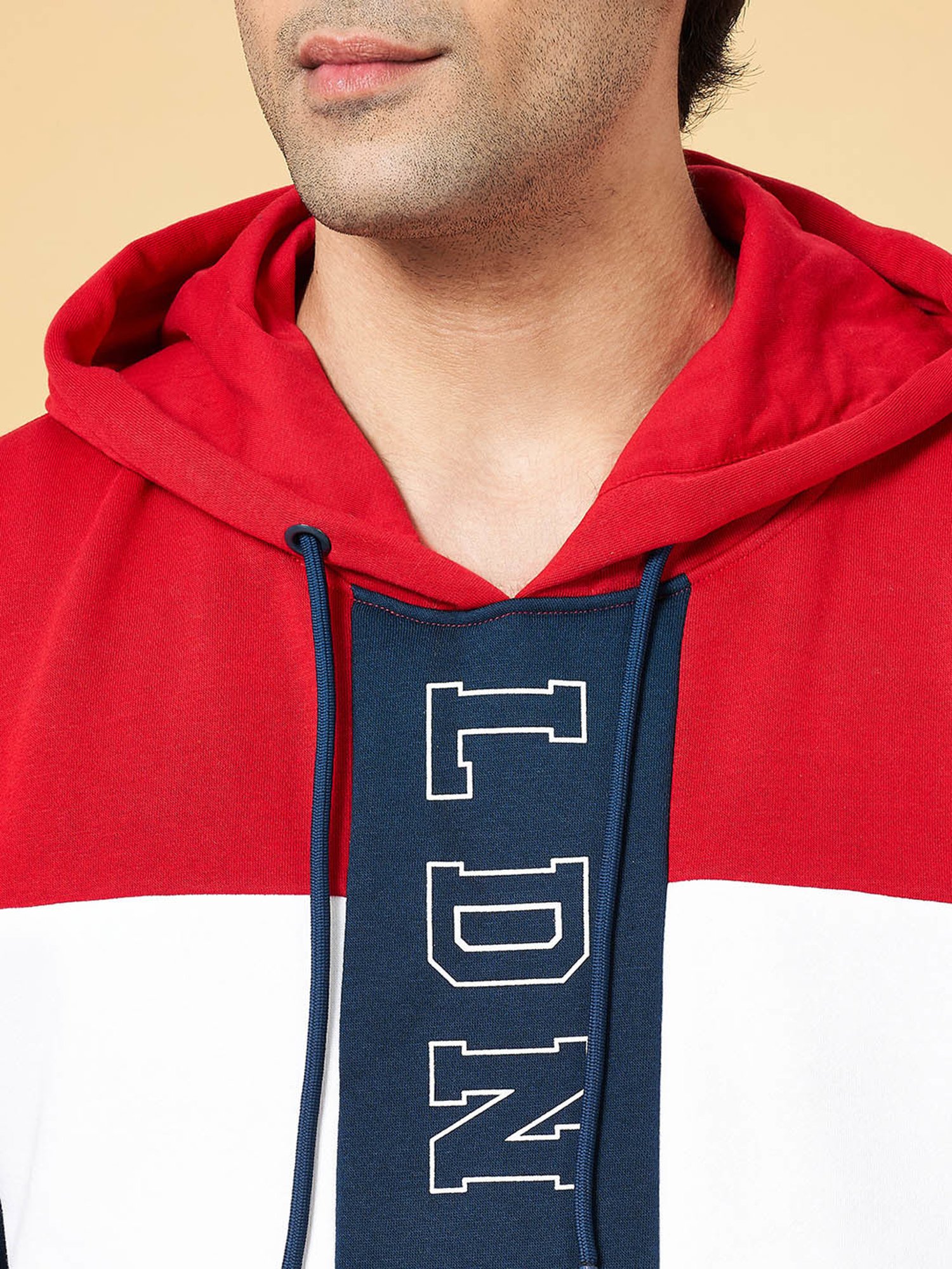 Byford by Pantaloons Navy Slim Fit Colour Block Hooded Sweatshirt