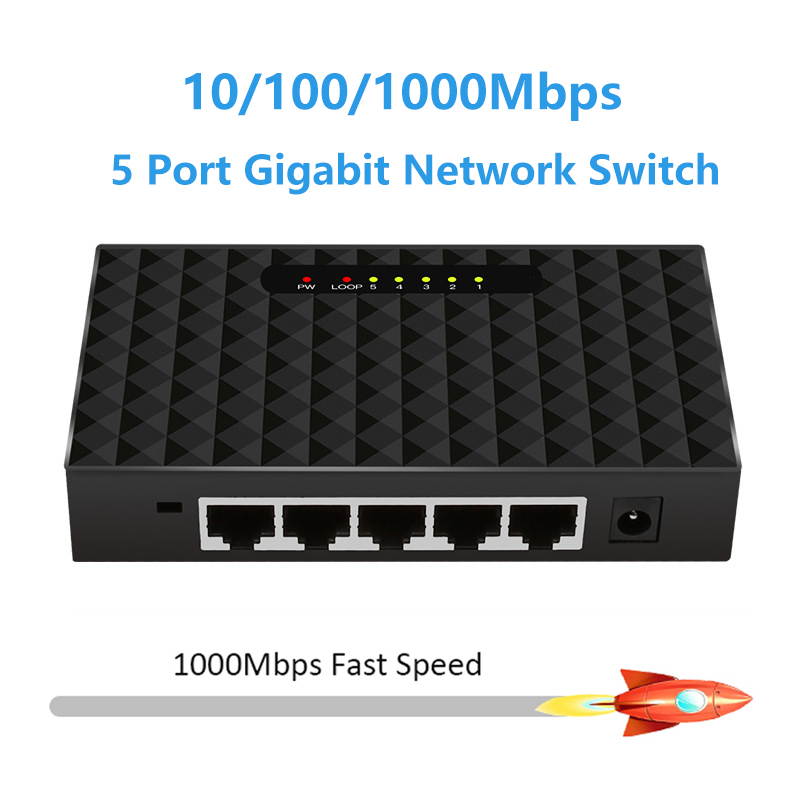 Weastlinks 5 Port Gigabit Switch Ethernet Smart Switcher High Performance 1000Mbps Ethernet Network Switch RJ45 Hub Internet Splitter