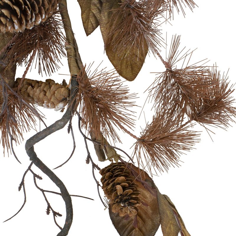Northlight 22" Brown Artificial Leaves and Pine Cones Christmas Swag