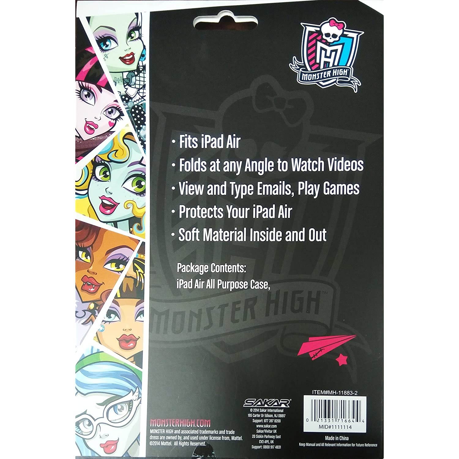 Monster High Ipad Portfolio Case with Stand - Fits Ipad Air