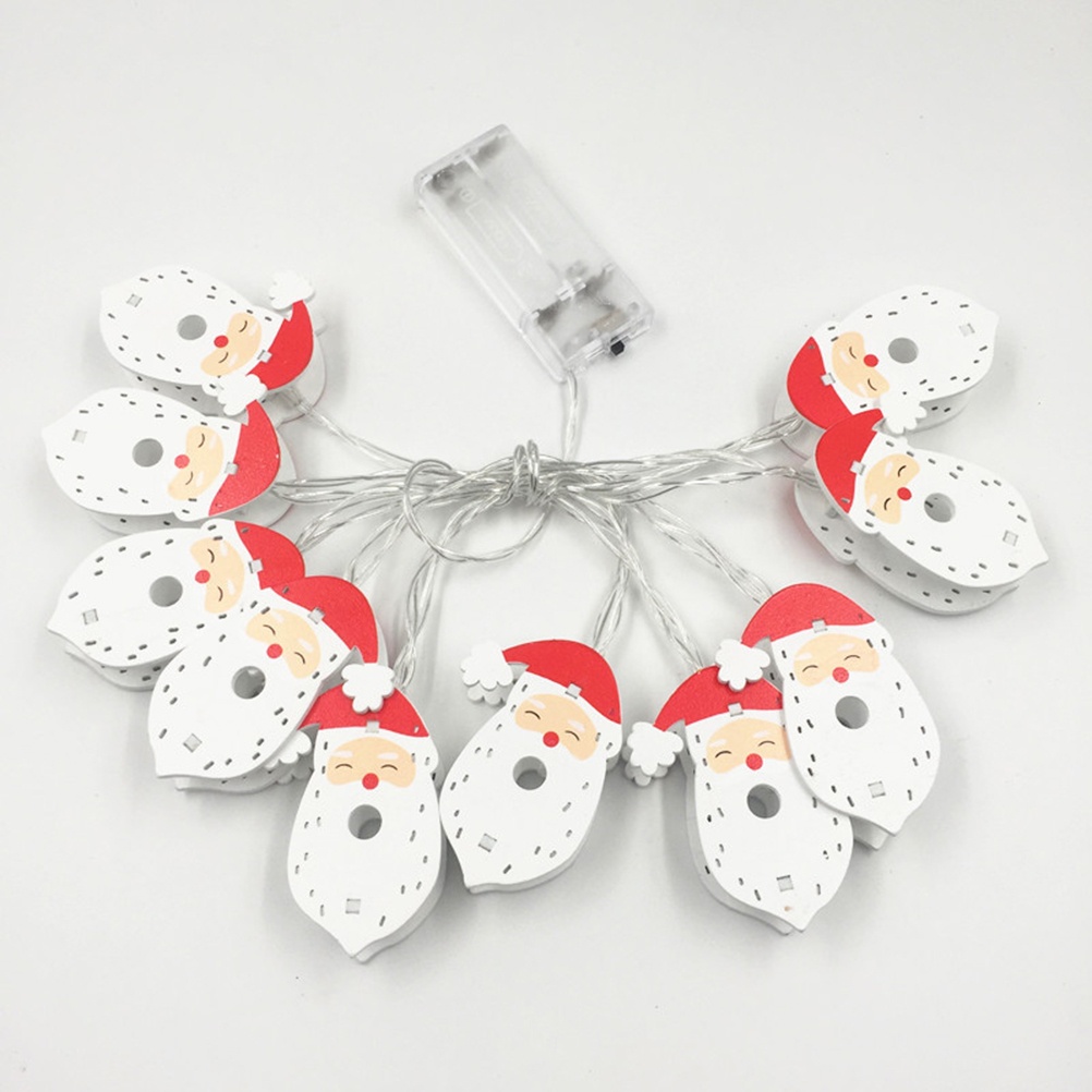 String Light with 10pcs LED Santa Claus Light Bulbs Warm White 1.5m Christmas Light Strip Battery Powered Party Garden Patio Rope Lights Decoration Illumination for Bedroom Wedding Holiday