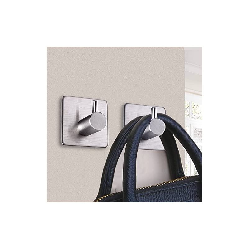 Hooks Heavy Duty Wall Hooks Waterproof Stainless Steel Hooks for Hanging Coat, Hat,Towel Robe Hook Rack Wall Mount- Bathroom and Bedroom 4-Packs