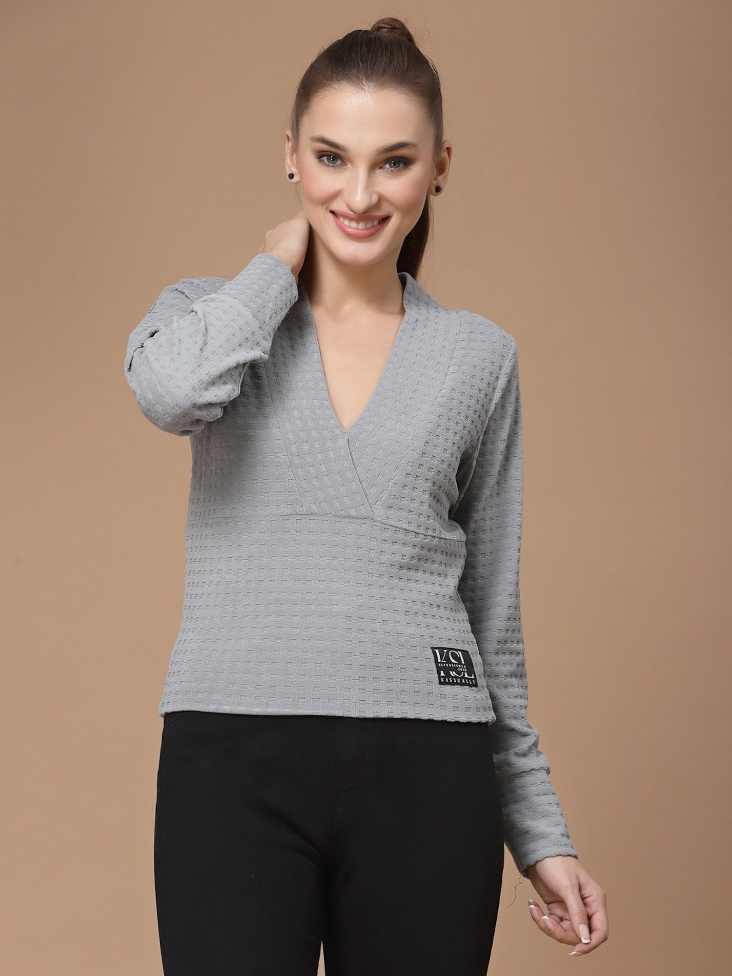 KASSUALLY Grey Relaxed Fit Top