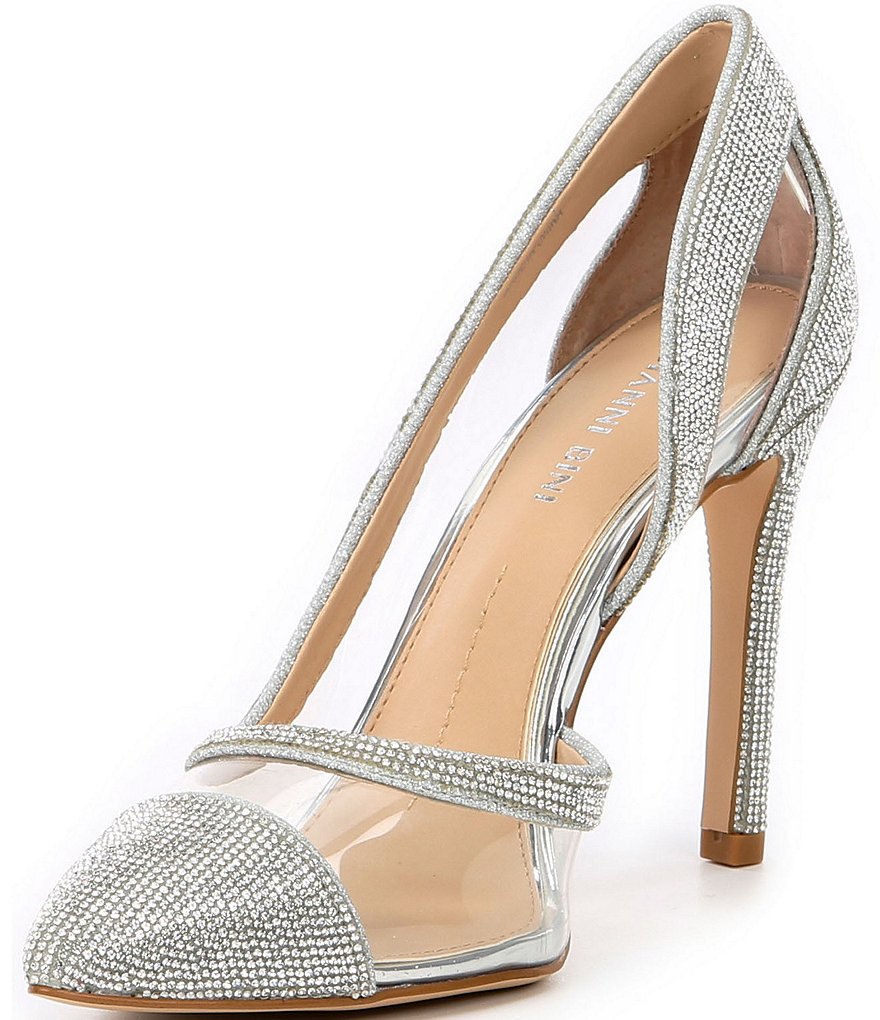 Gianni Bini FalennTwo Clear Rhinestone Embellished Pointed Toe Pumps