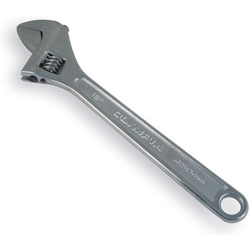 Olympia Tools 01-018 Professional Grade Tempered Steel Wrench with Adjustable Jaws and Powerful Grip, 18 Inches