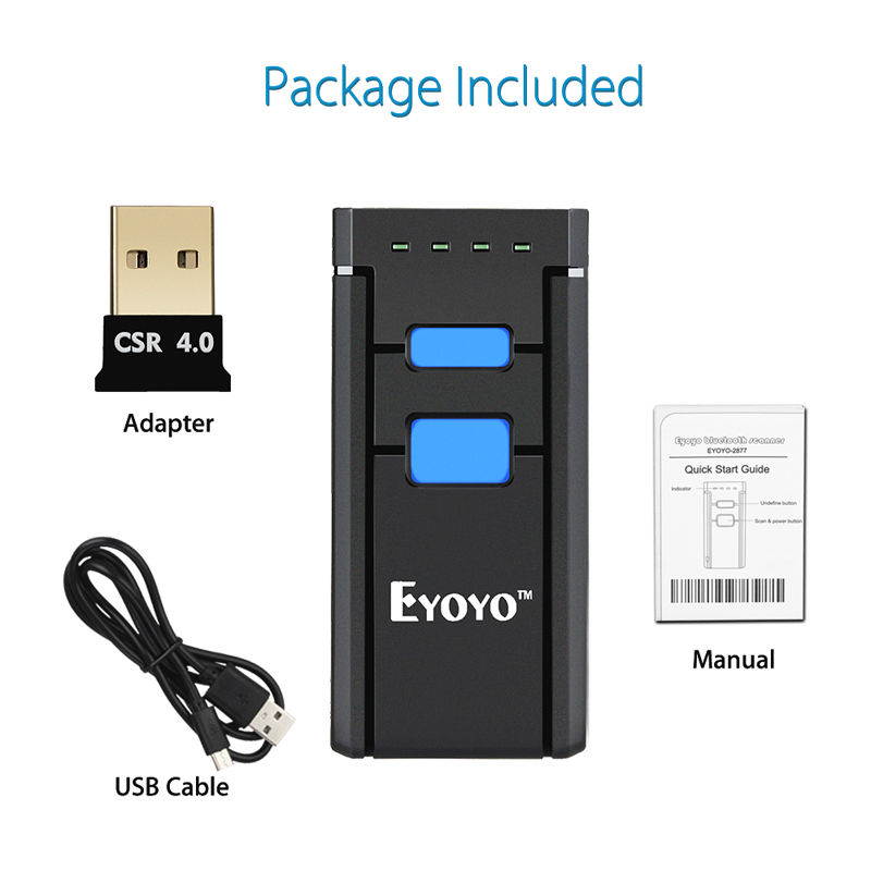 Eyoyo Portable 1D Bluetooth Wireless Barcode Scanner Support Windows Android iOS