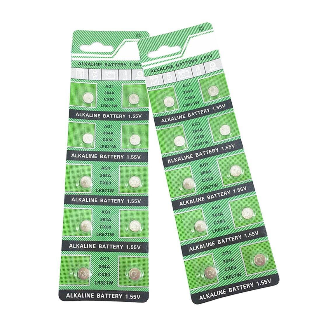 20 Pcs  Button Battery AG1 364 SR621 SR60 SR60L Alkaline Coin Cell Button Batteries For Watch x10 1.55V EE6202