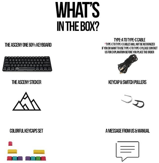 Asceny One - 60% Mechanical Keyboard, True RGB Lights, Spill Proof,Wired Budget 60% Keyboard (Gateron Brown)