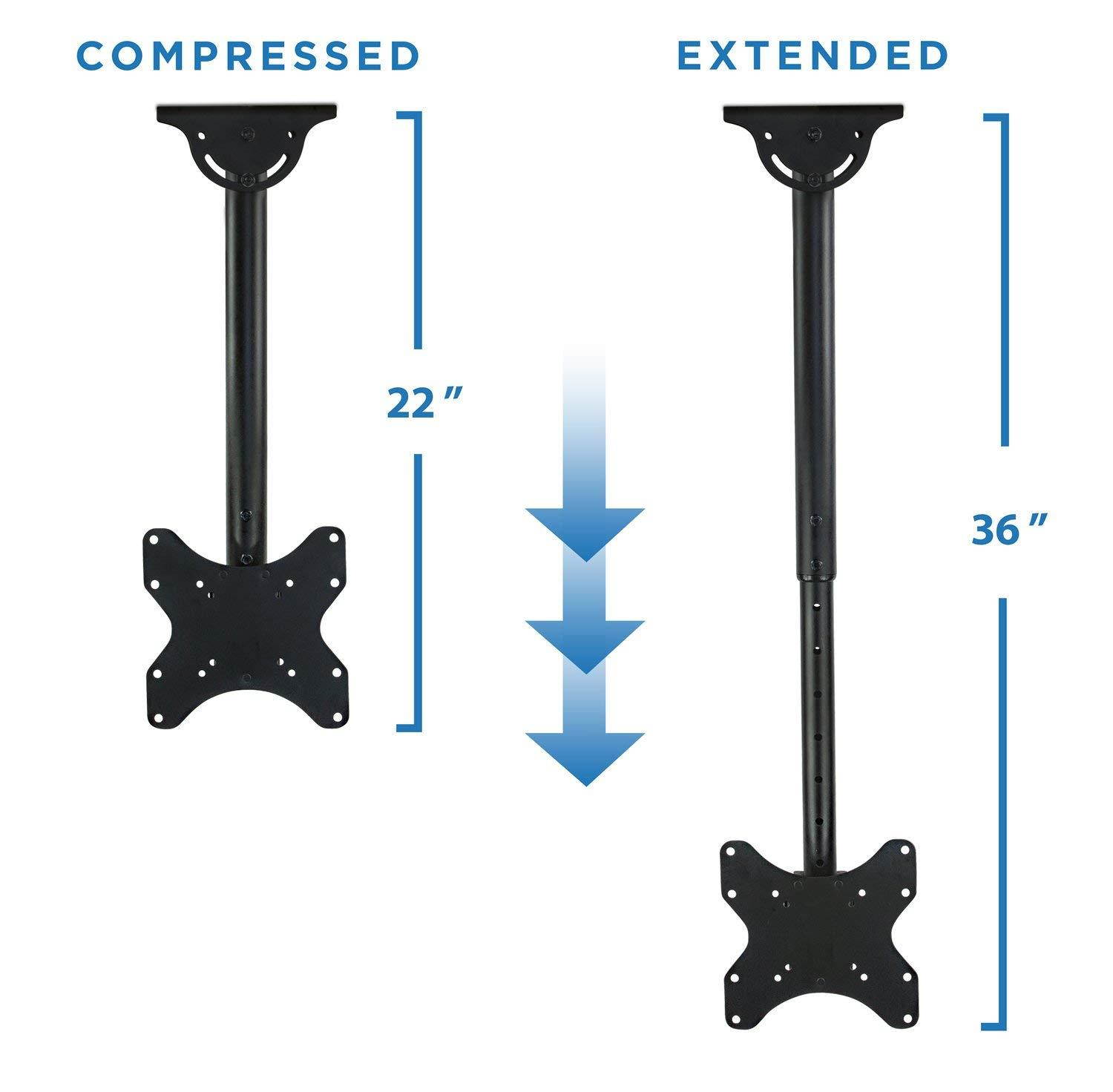 Mount-It! MI-507 Ceiling TV Mount Bracket, Height Adjustable with Tilt and Swivel Motion, Compatible with LED, LCD, Flat Panel TVs Between 23 Inches to 42 Inches, Weight Capacity of 110 Pounds