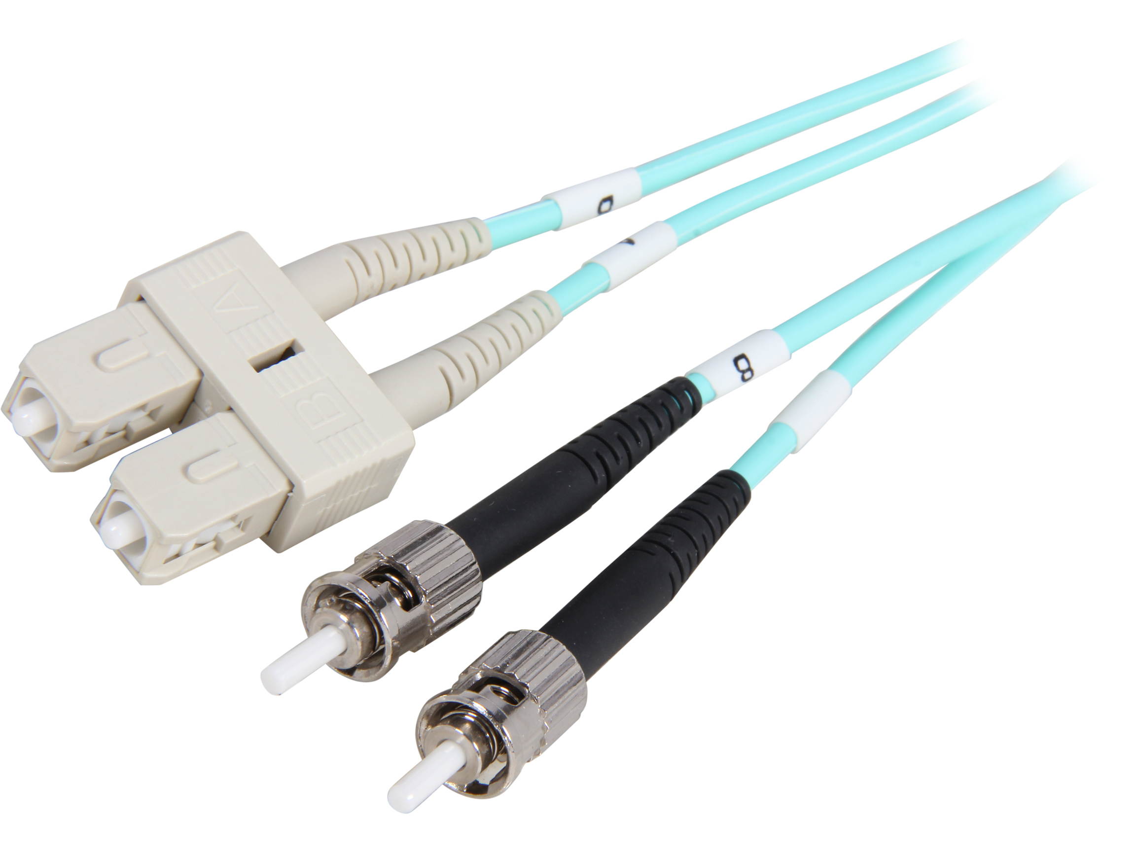 Coboc CY-OM3-ST/SC-1 3.28 ft. 10Gb Fiber Optic Cable, ST/SC, Multi Mode, Duplex (50/125 Type) - Aqua
