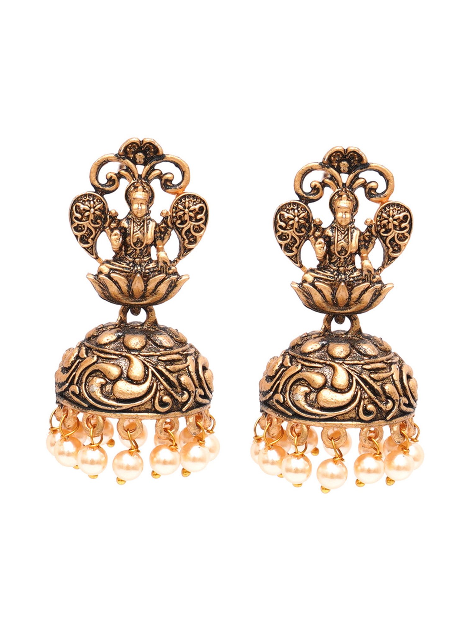 Karatcart Gold-Plated Mata Laxmi Jhumki Earrings