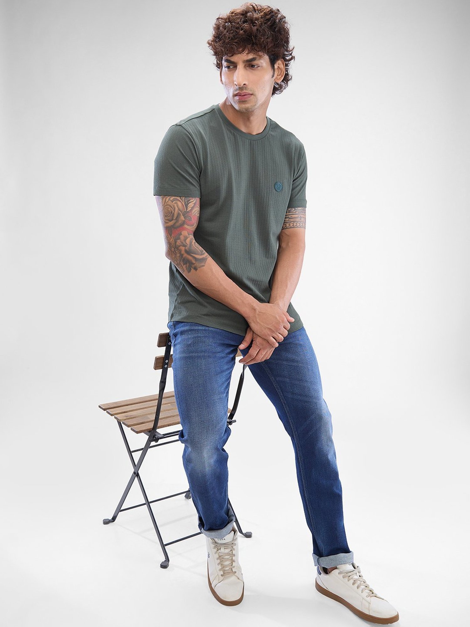 Spykar Green Slim Fit T-Shirt