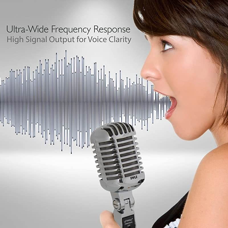 Classic Retro Dynamic Vocal Microphone Old Vintage Style Metal Unidirectional Cardioid Mic with XLR Cable Universal Stand Adapter Live Performance Studio Recording  Pro PDMICR68SL Silver