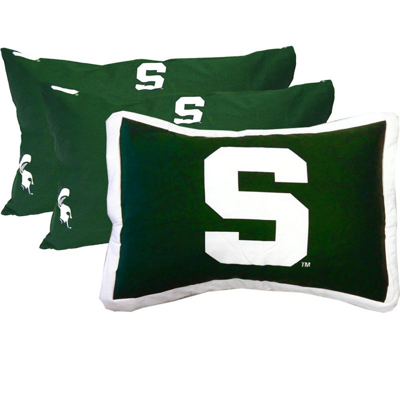 NCAA Michigan State Pillowcase Set 3pc Green Bed Accessories - Michigan State Spartans..